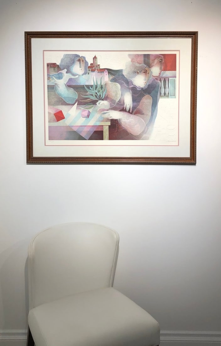 Sunol Alvar "Les Poetes De La Balustrade" Signed Embossed Serigraph LE - 2