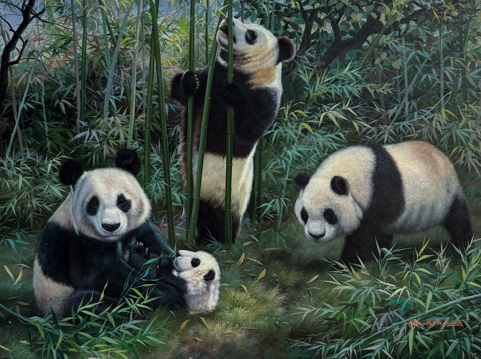 Henry Roland (Untitled - Panda Bears) Signed Original Oil: Artist: Henry Roland Title: Henry Roland (Untitled - Panda Bears) Signed Original Oil Medium: Oil on Canvas Limited Edition: Art Dimensions: 30.0 x 40.0 x 1.0 inch ARTIST BIO: Source: