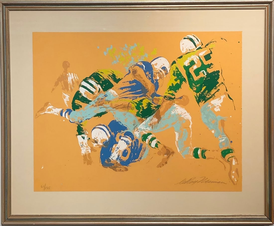 LeRoy Neiman "Orange Football" Signed Serigraph LE w/COA (1 of 8)