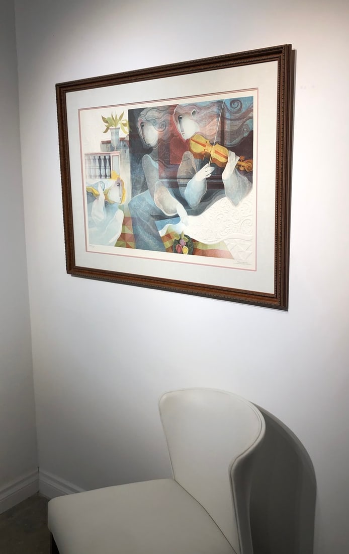 Sunol Alvar "Les Musiciens De La Balustrade" Signed Embossed Serigraph LE - 3