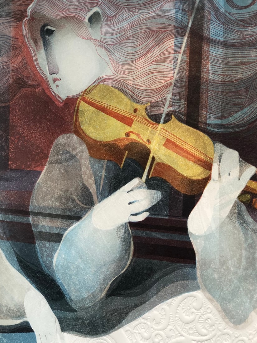 Sunol Alvar "Les Musiciens De La Balustrade" Signed Embossed Serigraph LE - 4