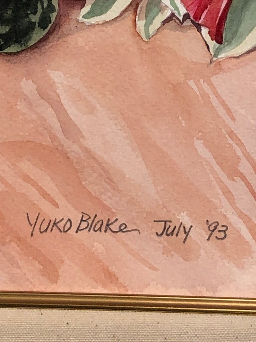 Yuko Blake (Untitled - Floral) Signed Original Watercolor - 5