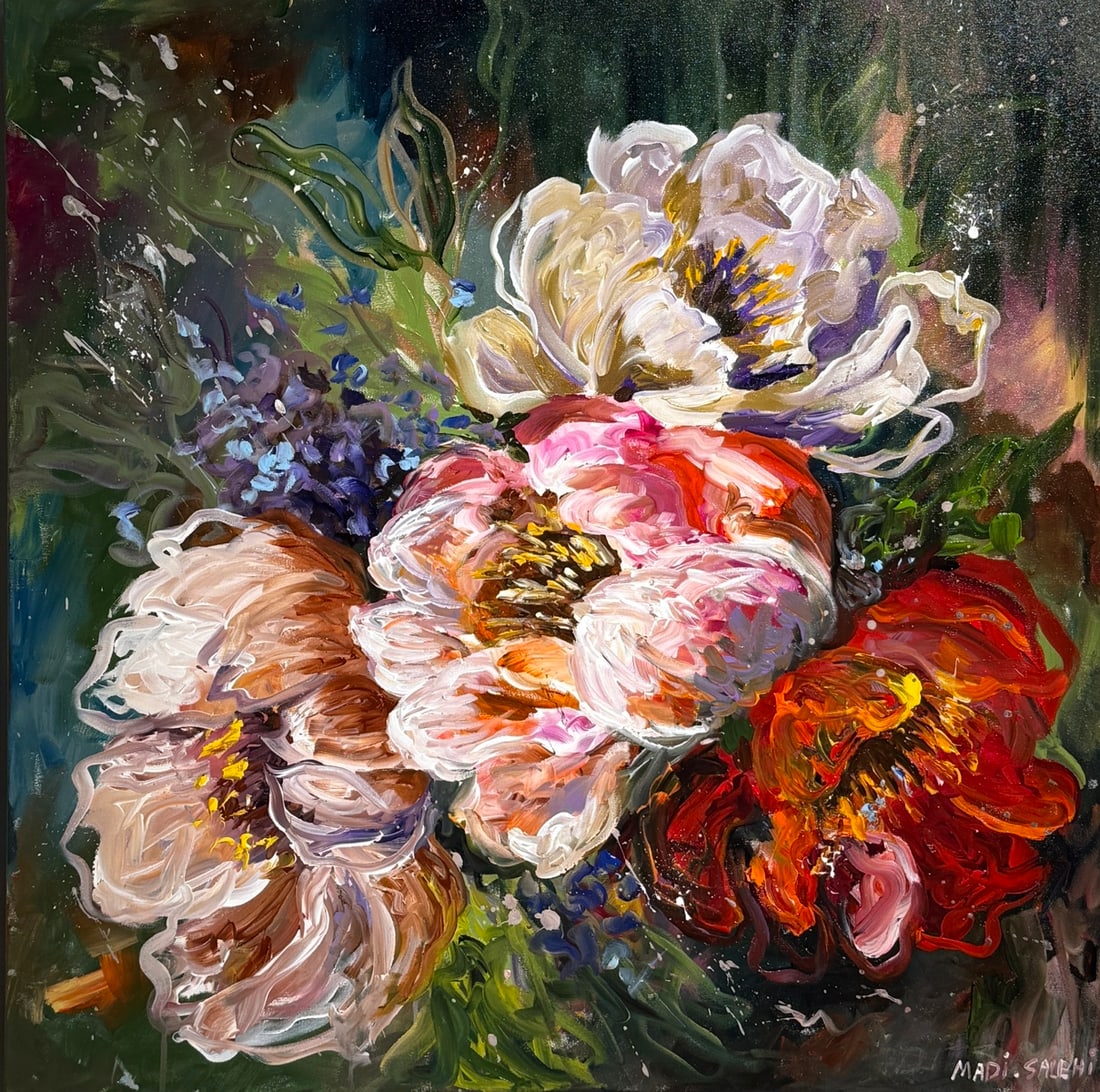 Madi Salehi (Untitled - Floral) Signed Original Acrylic (1 of 6)