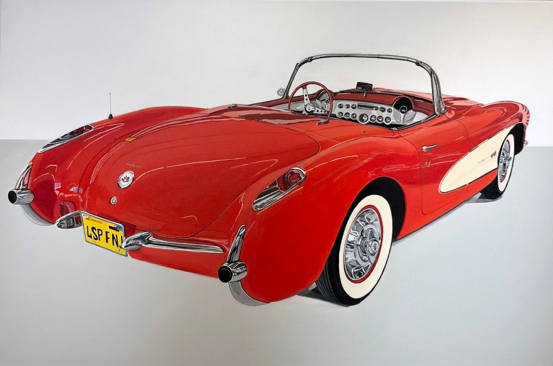Michelle Michael (1957 Chevrolet Corvette) Signed Original: Artist: Michelle Michael Title: Michelle Michael (1957 Chevrolet Corvette) Signed Original Medium: Acrylic on Canvas Limited Edition: Art Dimensions: 24.0 x 36.0 x 2.0 inch ARTIST BIO: Source: