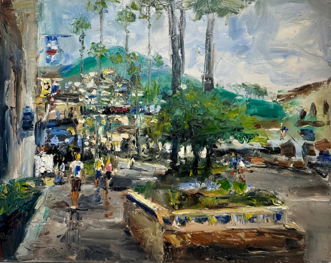 Jorn Fox "Catalina Boat Dock" Impressionist Signed Oil and Acrylic on Canvas: Artist: Jorn Fox Title: Jorn Fox "Catalina Boat Dock" Impressionist Signed Oil and Acrylic on Canvas Medium: Acrylic on Canvas Limited Edition: Art Dimensions: 24 x 30 inch ARTIST BIO: