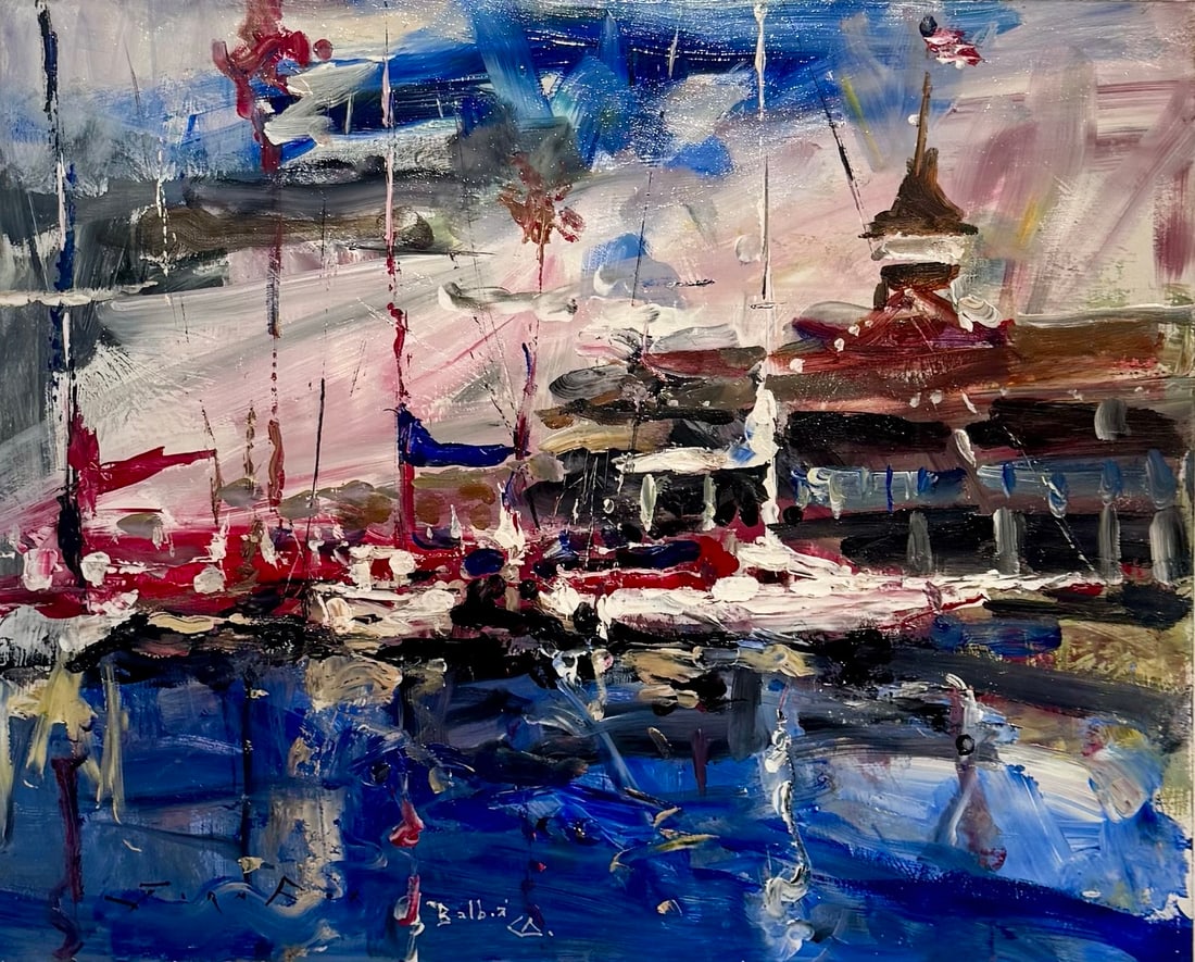 Jorn Fox "Balboa, CA" Impressionist Signed Oil and Acrylic on Masonite (1 of 3)