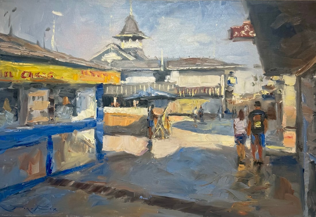 Jorn Fox "Pavilion" Impressionist Signed Oil and Acrylic on Canvas (1 of 3)