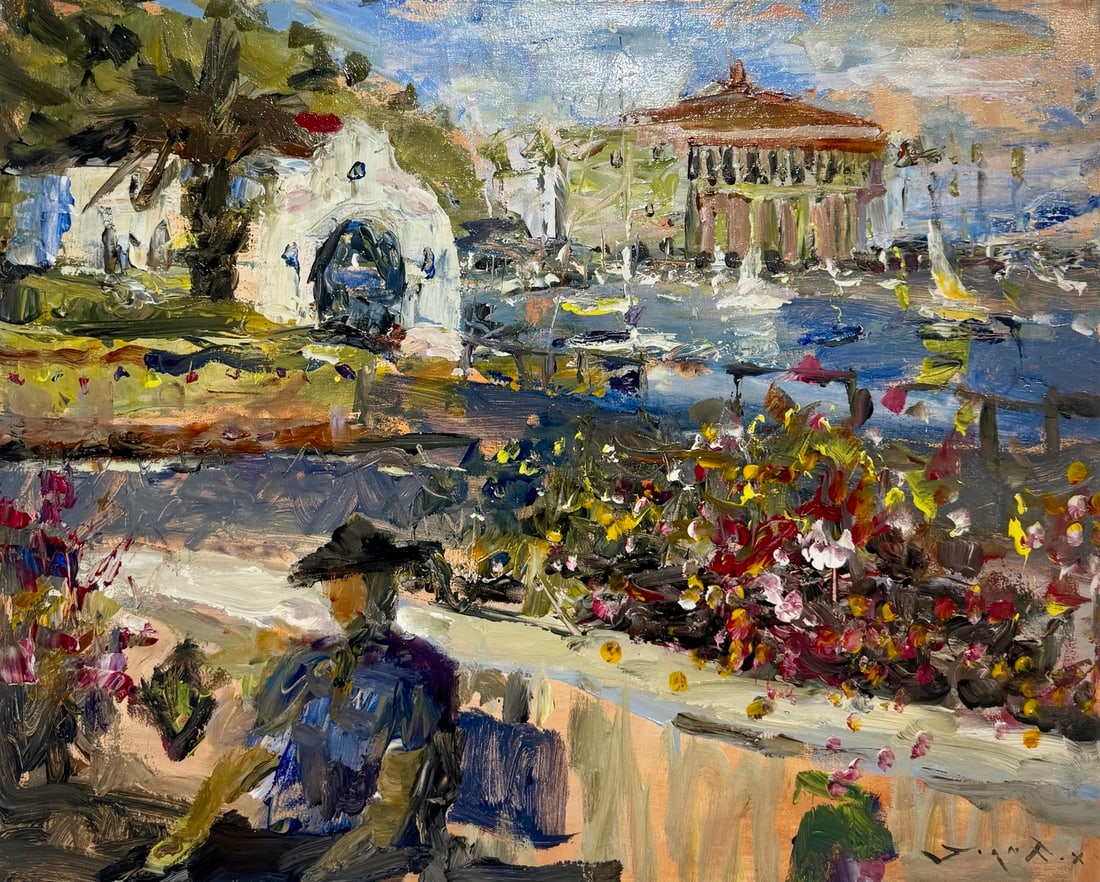 Jorn Fox "Avalon, CA" Impressionist Signed Oil and Acrylic on Canvas (1 of 3)