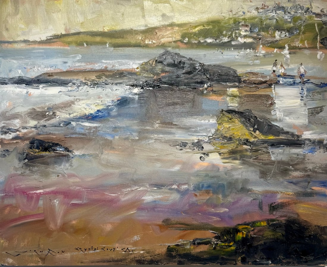 Jorn Fox "Crystal Cove" Impressionist Signed Oil and Acrylic on Canvas (1 of 3)