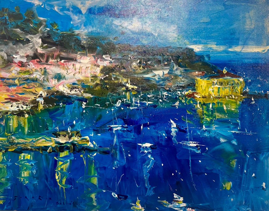 Jorn Fox "Avalon, CA" Impressionist Signed Oil and Acrylic on Canvas (1 of 3)