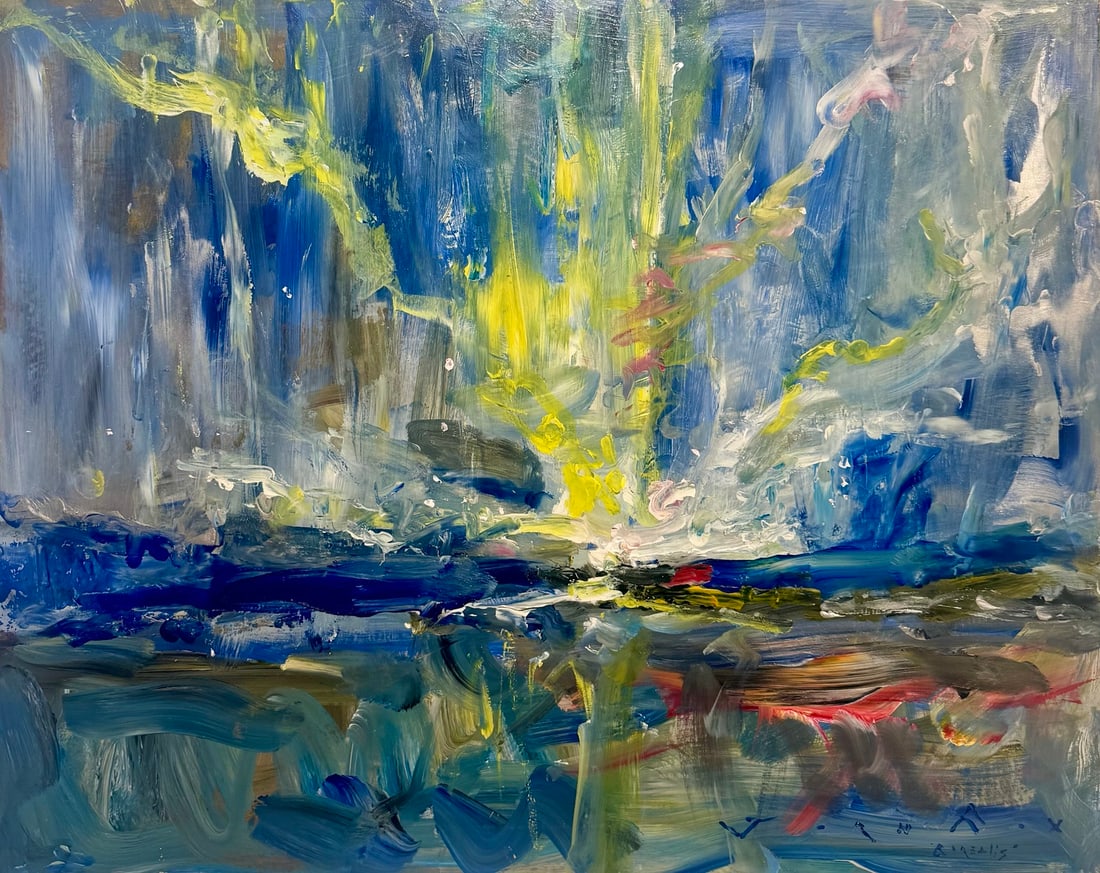 Jorn Fox "Borealis" Impressionist Signed Oil and Acrylic on Masonite (1 of 3)