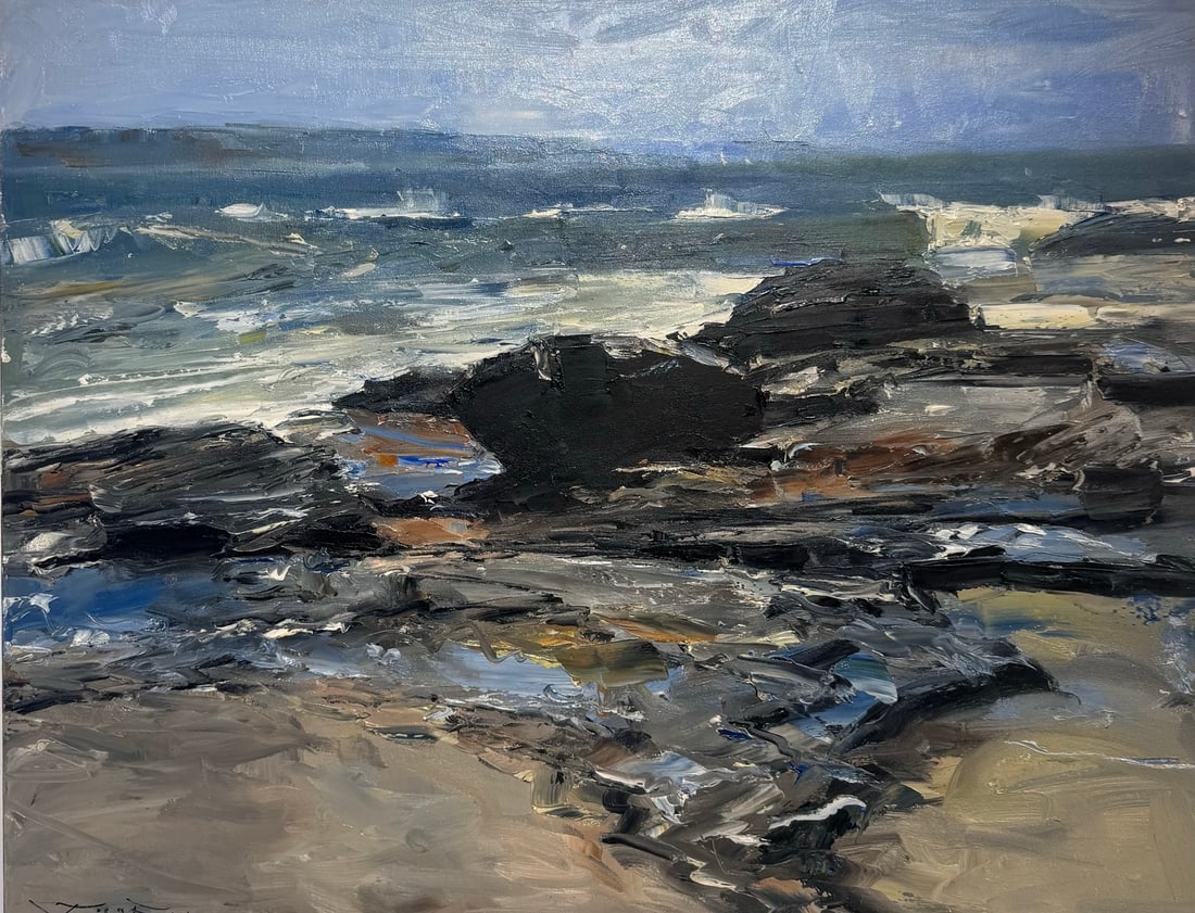 Jorn Fox "Tide Pools" Impressionist Signed Oil and Acrylic on Canvas: Artist: Jorn Fox Title: Jorn Fox "Tide Pools" Impressionist Signed Oil and Acrylic on Canvas Medium: Acrylic on Canvas Limited Edition: Art Dimensions: 24 x 30 inch ARTIST BIO: Artist