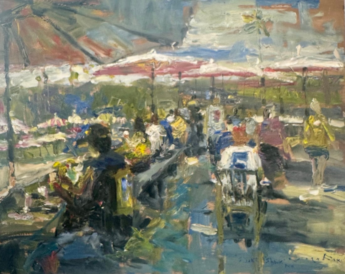 Jorn Fox "Bluewater Grill" Impressionist Signed Oil and Acrylic on Canvas (1 of 3)