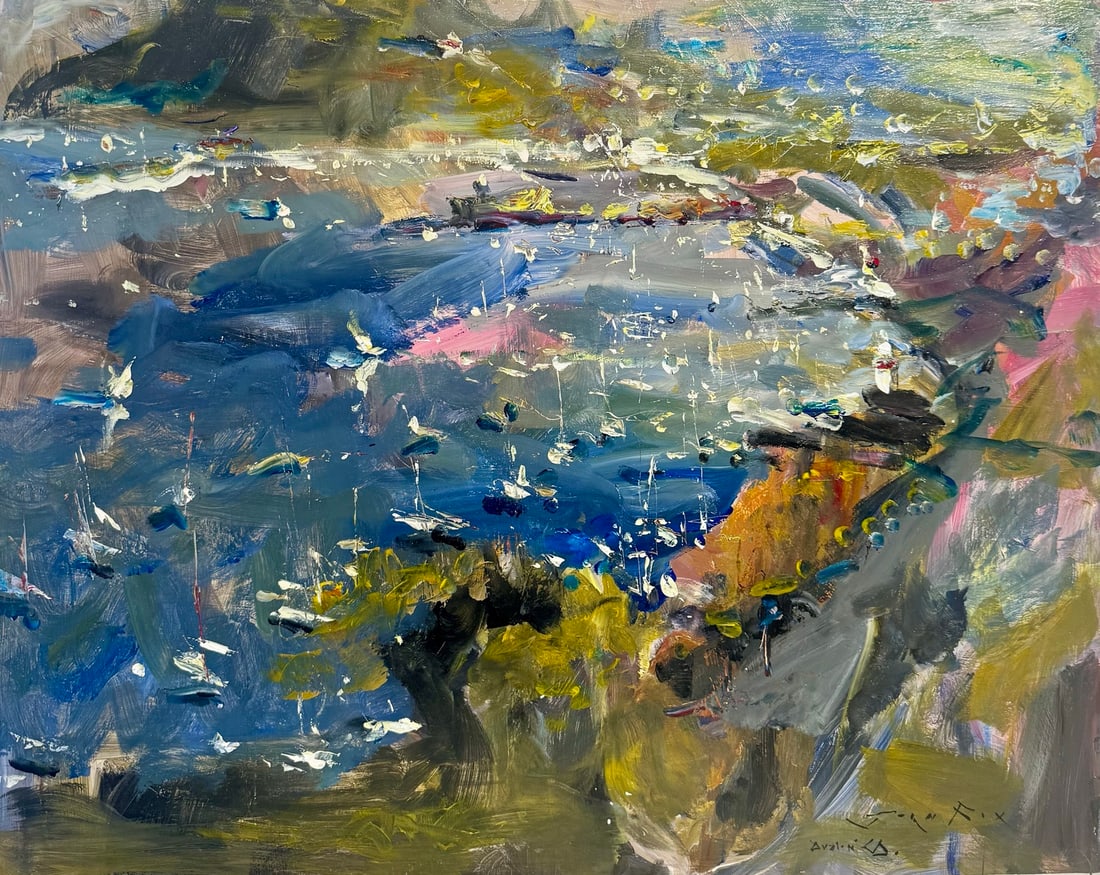 Jorn Fox "Avalon" Impressionist Signed Oil and Acrylic on Masonite (1 of 3)