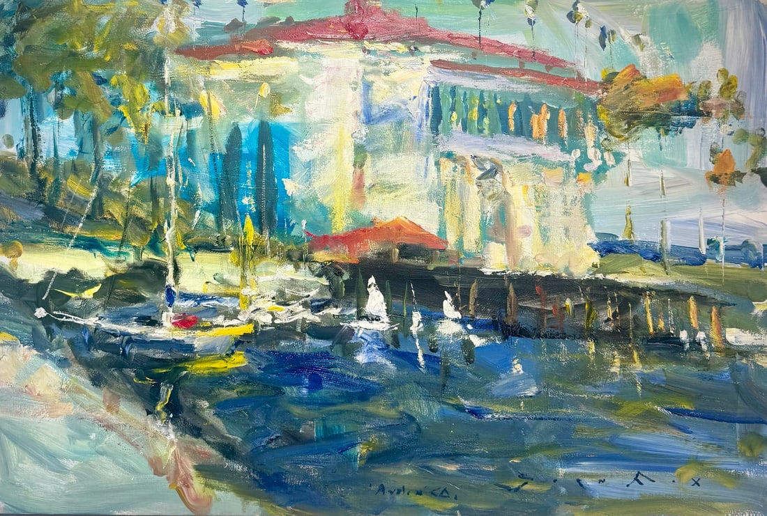 Jorn Fox "Avalon" Impressionist Signed Oil and Acrylic on Canvas: Artist: Jorn Fox Title: Jorn Fox "Avalon" Impressionist Signed Oil and Acrylic on Canvas Medium: Acrylic on Canvas Limited Edition: Art Dimensions: 24 x 36 inch ARTIST BIO: Artist Stat