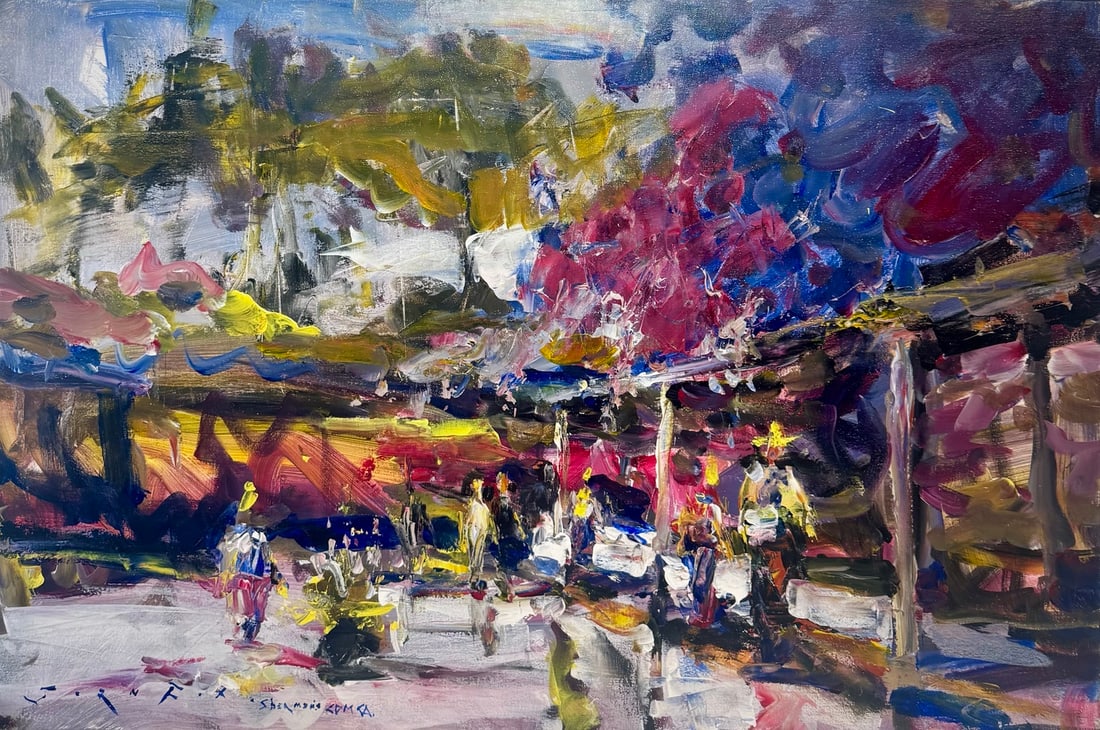 Jorn Fox "Sherman Gardens" Impressionist Signed Oil and Acrylic on Canvas: Artist: Jorn Fox Title: Jorn Fox "Sherman Gardens" Impressionist Signed Oil and Acrylic on Canvas Medium: Acrylic on Canvas Limited Edition: Art Dimensions: 24 x 36 inch ARTIST BIO: Ar