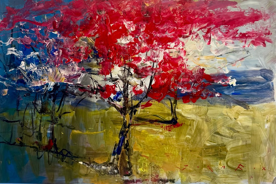 Jorn Fox "Cherry Blossoms" Impressionist Signed Oil and Acrylic on Canvas: Artist: Jorn Fox Title: Jorn Fox "Cherry Blossoms" Impressionist Signed Oil and Acrylic on Canvas Medium: Acrylic on Canvas Limited Edition: Art Dimensions: 24.0 x 36.0 inch ARTIST BIO: Artist