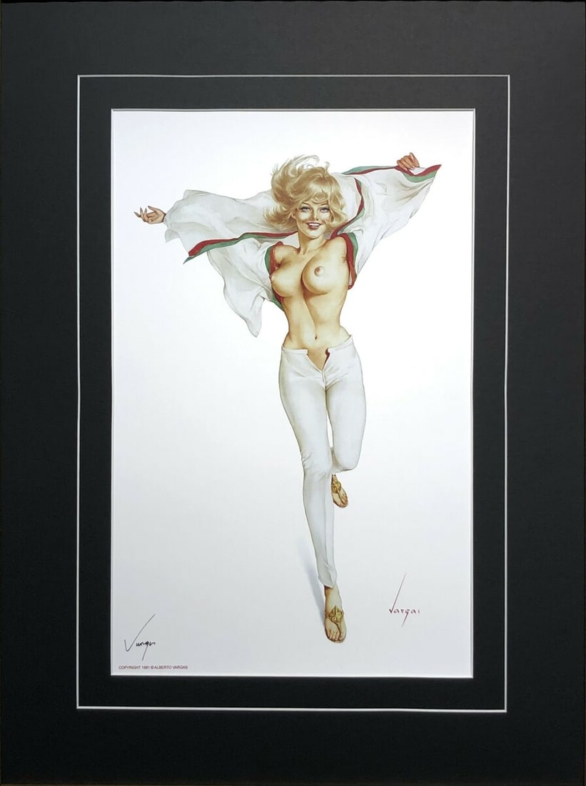 Alberto Vargas "Vargas Girl, Playboy Pin-Up August 1967" Hand-Signed Lithograph (1981): Artist: Alberto Vargas Title: Alberto Vargas "Vargas Girl, Playboy Pin-Up August 1967" Hand-Signed Lithograph (1981) Medium: Lithograph on Paper Limited Edition: Art Dimensions: 17.0 x 11.0 x 1.0