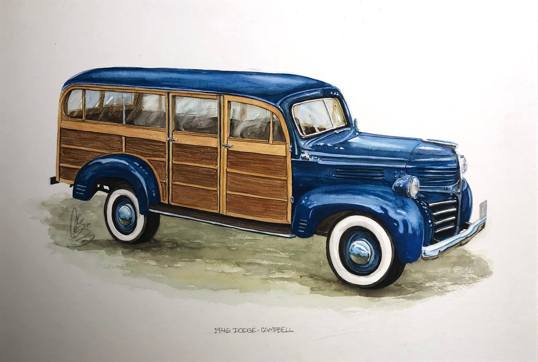 Carlos "1946 Dodge-Campbell" Signed Original: Artist: Carlos Title: Carlos "1946 Dodge-Campbell" Signed Original Medium: Watercolor on Paper Limited Edition: Art Dimensions: 19.0 x 26.0 x 2.0 inch ARTIST BIO: Source: ww
