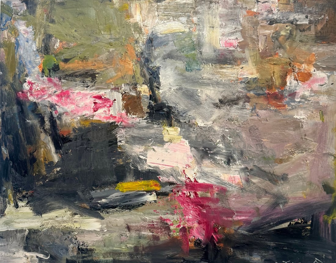 Jorn Fox "Abstract" Impressionist Signed Oil and Acrylic on Masaonite (1 of 3)