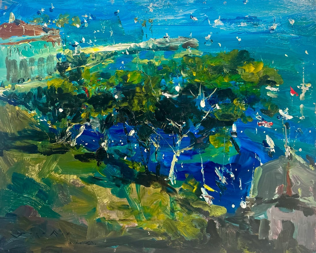 Jorn Fox "Balboa, CA" Impressionist Signed Oil and Acrylic on Masonite (1 of 3)