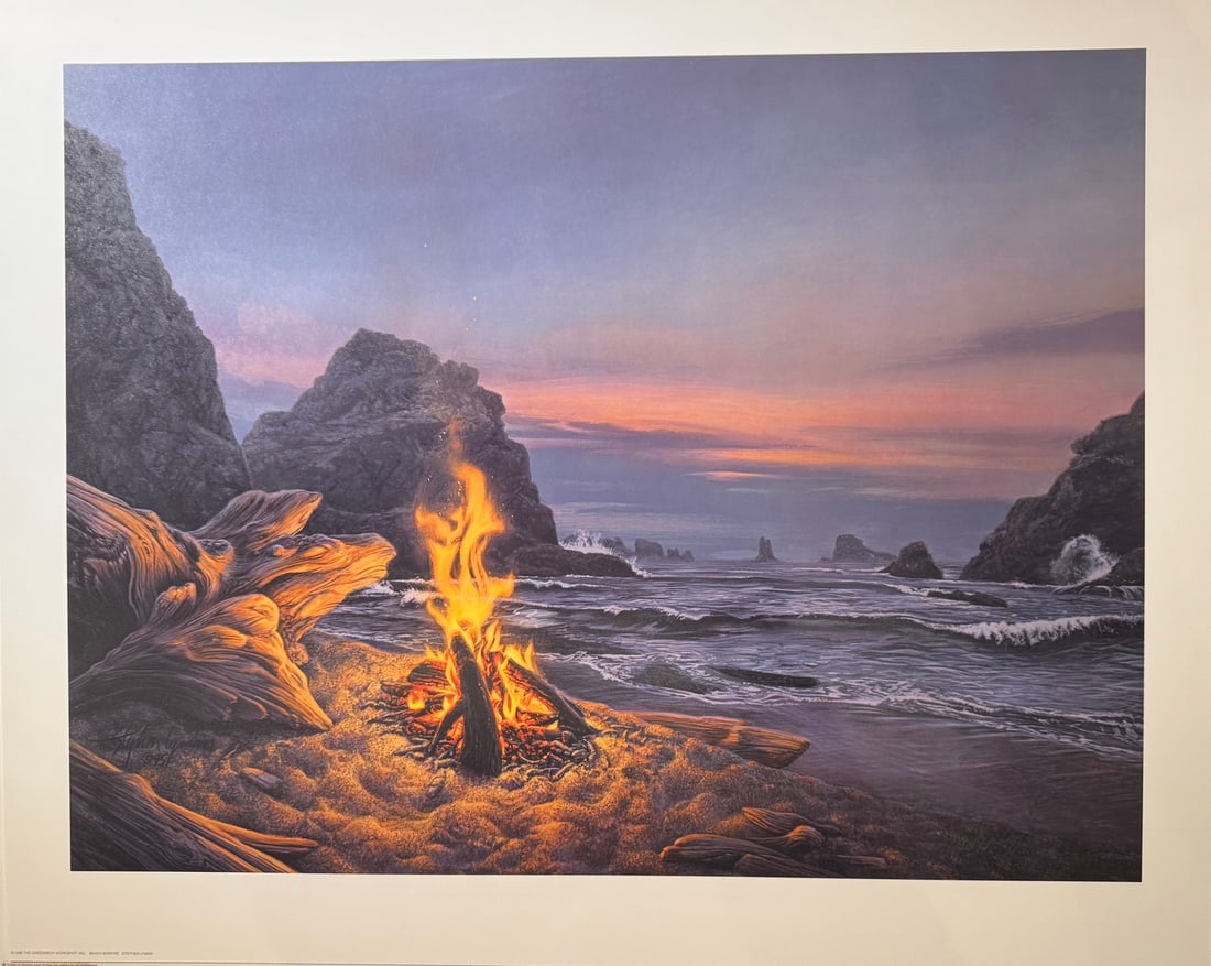Stephen Lyman "Beach Bonfire" Signed Limited Edition Print: Artist: Stephen Lyman Title: Stephen Lyman "Beach Bonfire" Signed Limited Edition Print Medium: Limited Edition Print Limited Edition: 326 Art Dimensions: 21.5 x 27.0 x 0.0 inch ARTIST BIO: