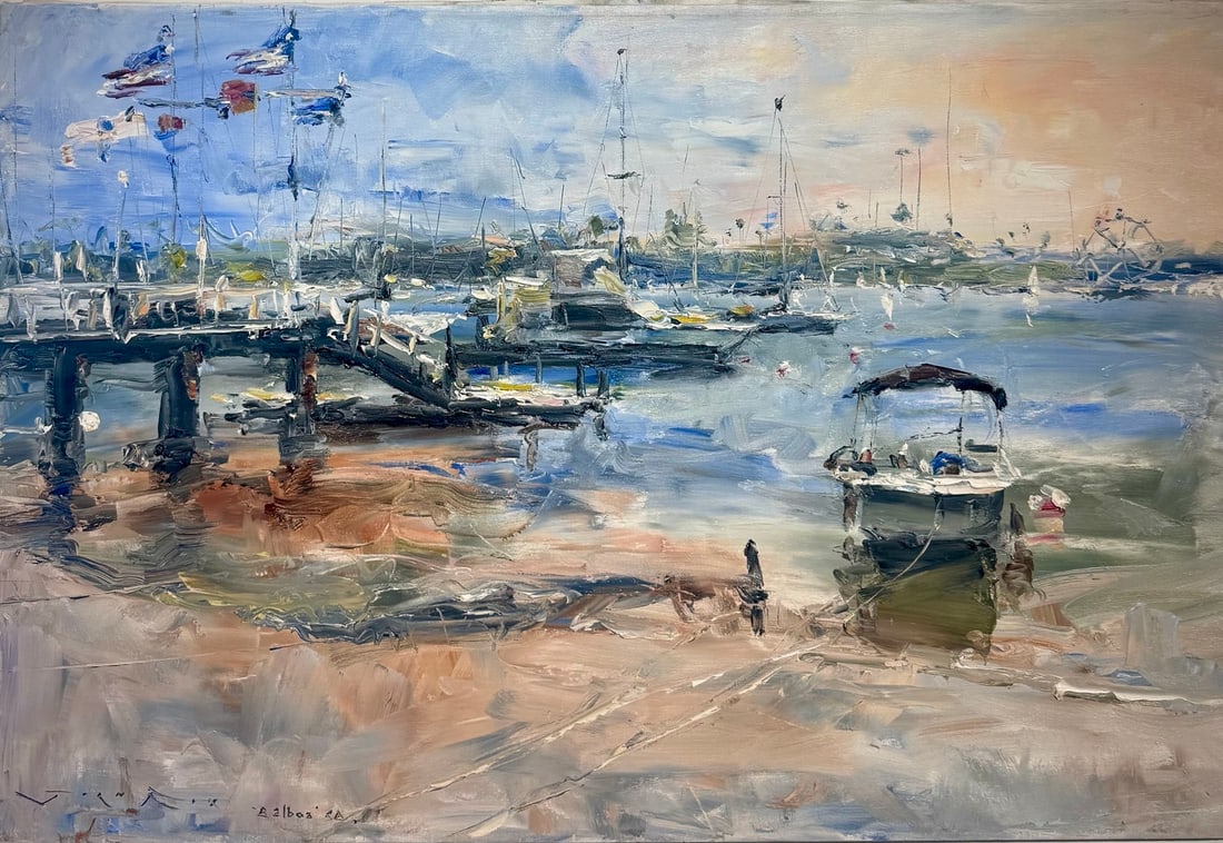 Jorn Fox "Balboa, CA" Impressionist Signed Oil and Acrylic on Canvas (1 of 3)