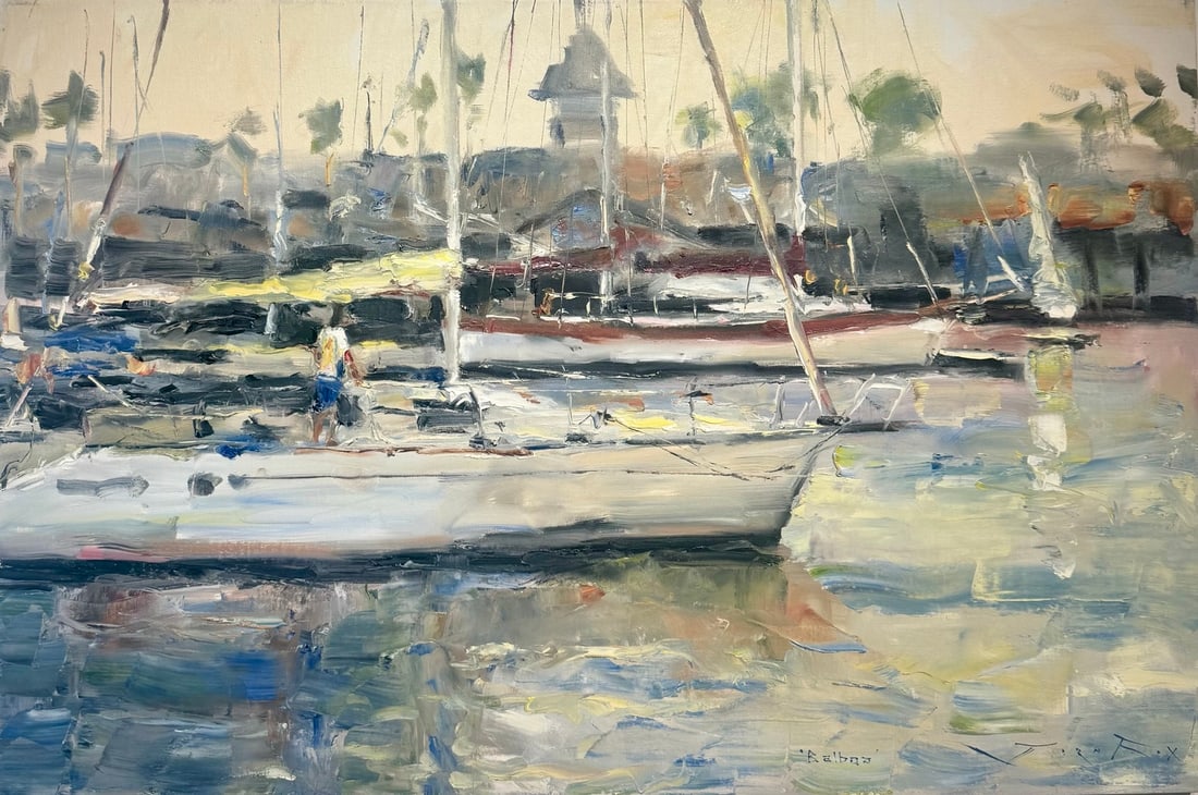 Jorn Fox "Balboa" Impressionist Signed Oil and Acrylic on Canvas (1 of 3)
