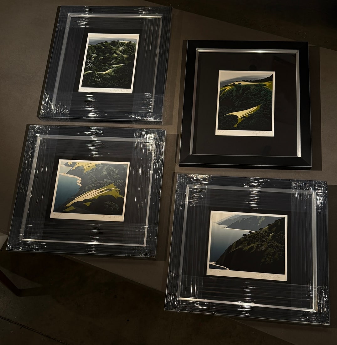 Eyvind Earle (Signed) "California Suite - Big Sur Calm, Santa Barbara Mountains, Carmel Valley &: Artist: Eyvind Earle Title: Eyvind Earle (Signed) "California Suite - Big Sur Calm, Santa Barbara Mountains, Carmel Valley & Seaside Pastures" Serigraph LE Landscape Medium: Serigraph on Paper