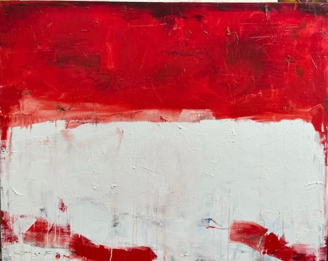 Jorn Fox Abstract Signed Original Oil and Acrylic: Artist: Jorn Fox Title: Jorn Fox Abstract Signed Original Oil and Acrylic Medium: Original Oil and Acrylic on Canvas with 1 1/2" Museum Bars Limited Edition: Art Dimensions: 48.0 x 60.0 x 2.0 inch