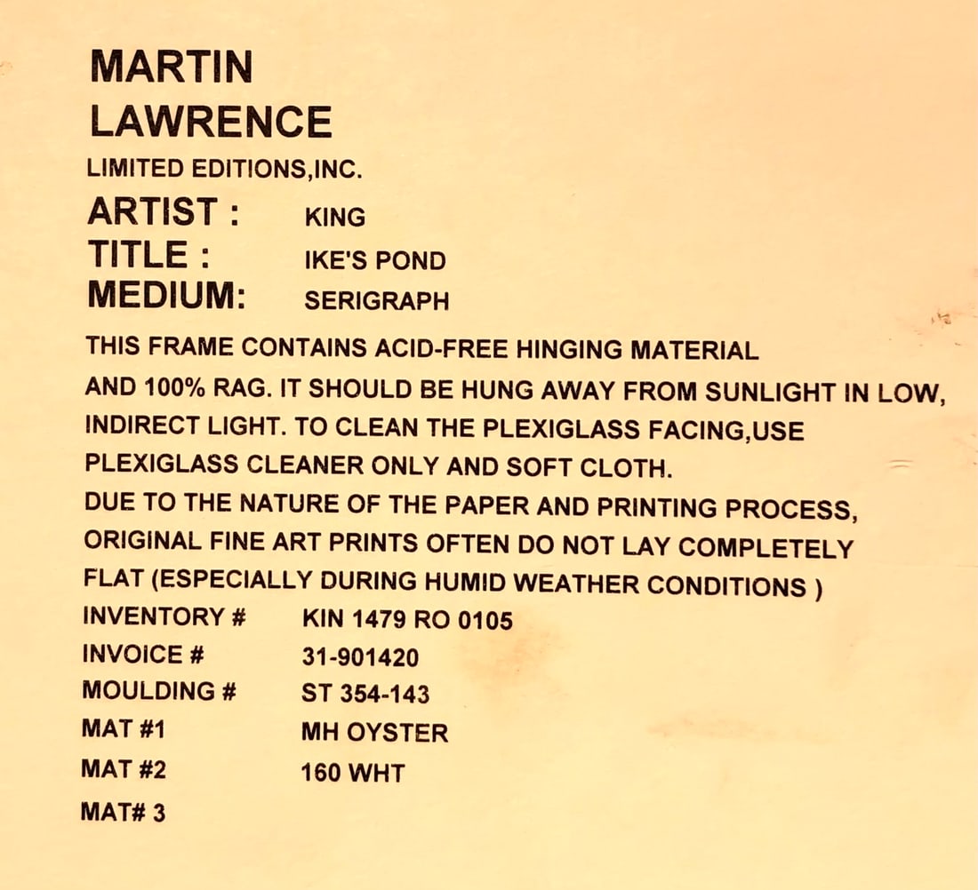 Mark King "Ike's Pond" Signed Serigraph LE - 8