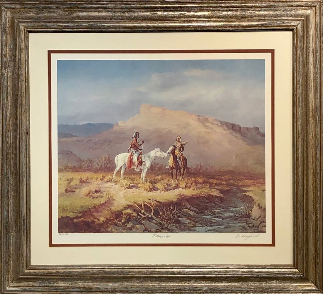 Olaf Wieghorst "Talking Sign" Signed Lithograph LE (1 of 7)