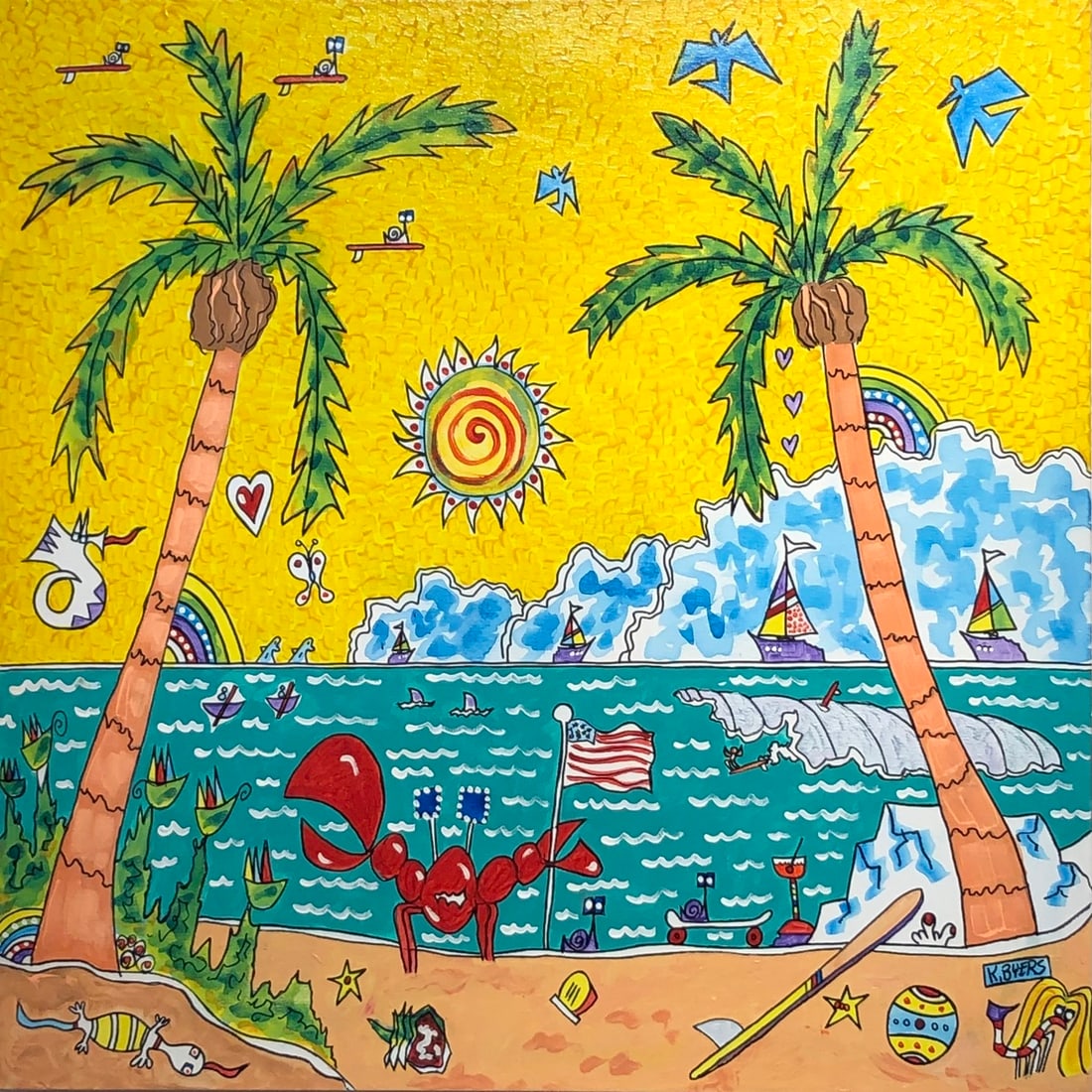 Kimm Byers "Our Beautiful Beach" Signed Original Acrylic: Artist: Kimm Byers Title: Kimm Byers "Our Beautiful Beach" Signed Original Acrylic Medium: Acrylic on Canvas Limited Edition: Art Dimensions: 36.0 x 36.0 x 2.0 inch ARTIST BIO: Artist Statement "I