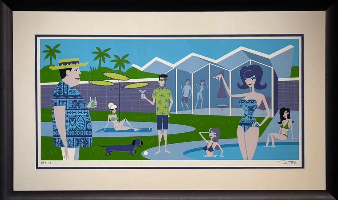 Shag (Josh Agle) Signed & Numbered - "The Matched Set" Serigraph on Paper, LE 14/175: Artist: Josh "SHAG" Agle Title: Shag (Josh Agle) Signed & Numbered - "The Matched Set" Serigraph on Paper, LE 14/175 Medium: Serigraph on Paper Limited Edition: 14/175 Art Dimensions: 21.0 x 35.0