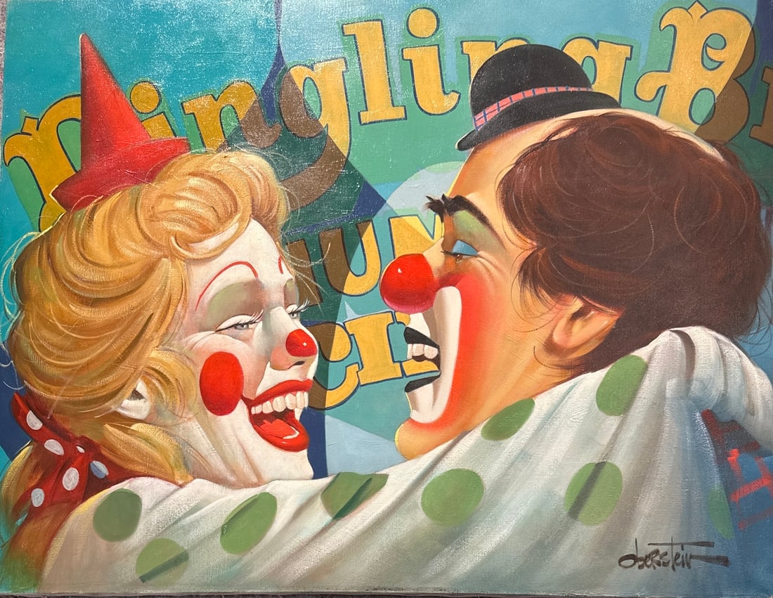 Chuck Oberstein "Laughing Couple" Signed Original Oil on Canvas (1 of 3)