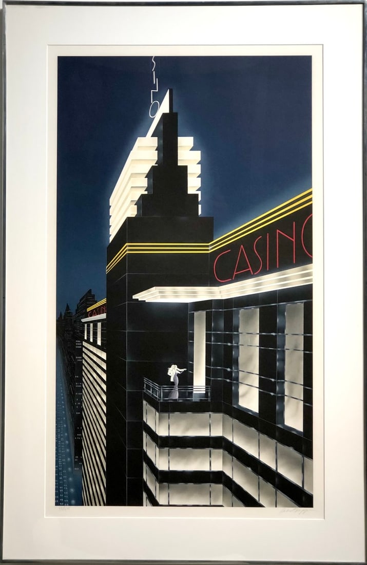 Robert Hoppe "Casino" Signed Serigraph LE: Artist: Robert Hoppe Title: Robert Hoppe "Casino" Signed Serigraph LE Medium: Serigraph on Paper Limited Edition: 28/275 Art Dimensions: 40.0 x 26.0 x 2.0 inch ARTIST BIO: Glamorous dre