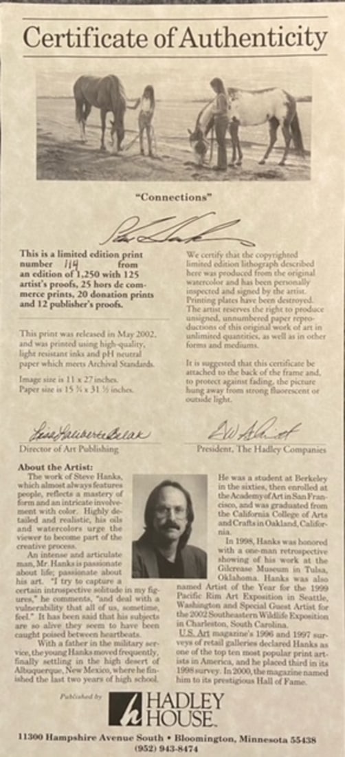 Steve Hanks "Connections" Signed Lithograph LE - 7