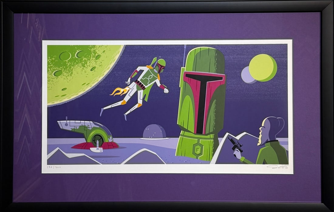 Shag (Josh Agle) - "The Way of the Mercenary" Signed Limited Edition Serigraph: Artist: Josh "SHAG" Agle Title: Shag (Josh Agle) - "The Way of the Mercenary" Signed Limited Edition Serigraph Medium: Serigraph on Paper Limited Edition: 138/200 Art Dimensions: 26.0 x 39.0 x 1.0 inc