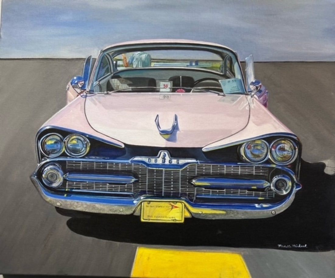 Michelle Michael "1959 Dodge Coronet" Signed Original: Artist: Michelle Michael Title: Michelle Michael "1959 Dodge Coronet" Signed Original Medium: Acrylic on Canvas Art Dimensions: 20 x 24 x 2 inch Source: www.qart.com Condition Report: Good