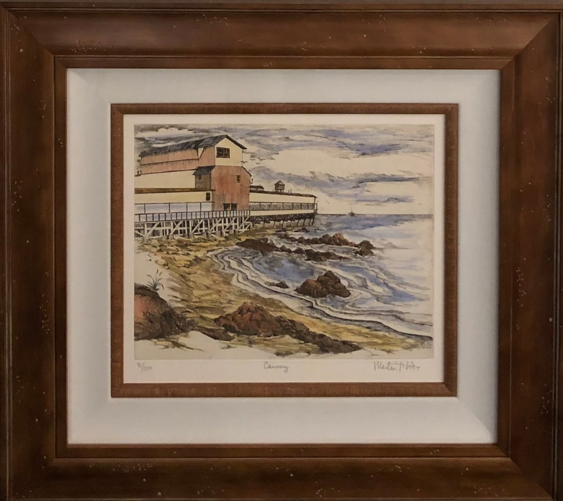 Martin Tobias "Cannery" Hand-Colored Etching Signed: Artist: Martin Tobias Title: Martin Tobias "Cannery" Hand-Colored Etching Signed Medium: Hand-Colored Etching Limited Edition: 21/250 Art Dimensions: 24 x 26 x 2 inch Source: www.qart.com Condition