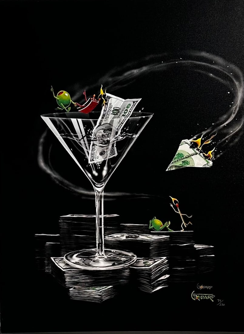 Michael Godard "Stack and Burn" Signed LE: Artist: Michael Godard Title: Michael Godard "Stack and Burn" Signed LE Limited Edition: 79/250 Art Dimensions: 28 x 25 x 2 inch ARTIST BIO: Michael Godard, known as the explosive "Rockstar of the