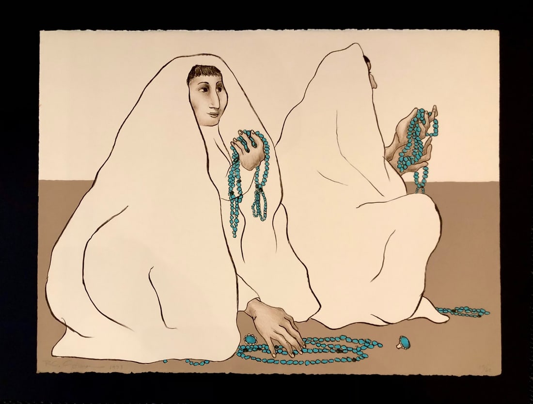 R.C. Gorman "Santo Domingo" Signed Original Stone Litho LE (1973) - VERY RARE: Artist: R.C. Gorman Title: R.C. Gorman "Santo Domingo" Signed Original Stone Litho LE (1973) - VERY RARE Medium: Lithograph on Paper Limited Edition: 19/60 Art Dimensions: 22 x 30 x 1 inch ARTIST