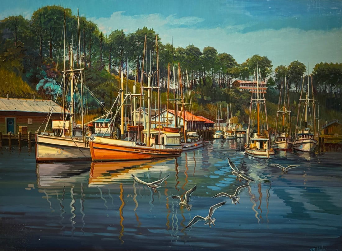 Filastro Mottola "Noyo Bay" Signed Original Oil: Artist: Filastro Mottola Title: Filastro Mottola "Noyo Bay" Signed Original Oil Medium: Oil on Masonite Art Dimensions: 30 x 40 x 1 inch ARTIST BIO: Fil Mottola was born in 1915 in the Italian