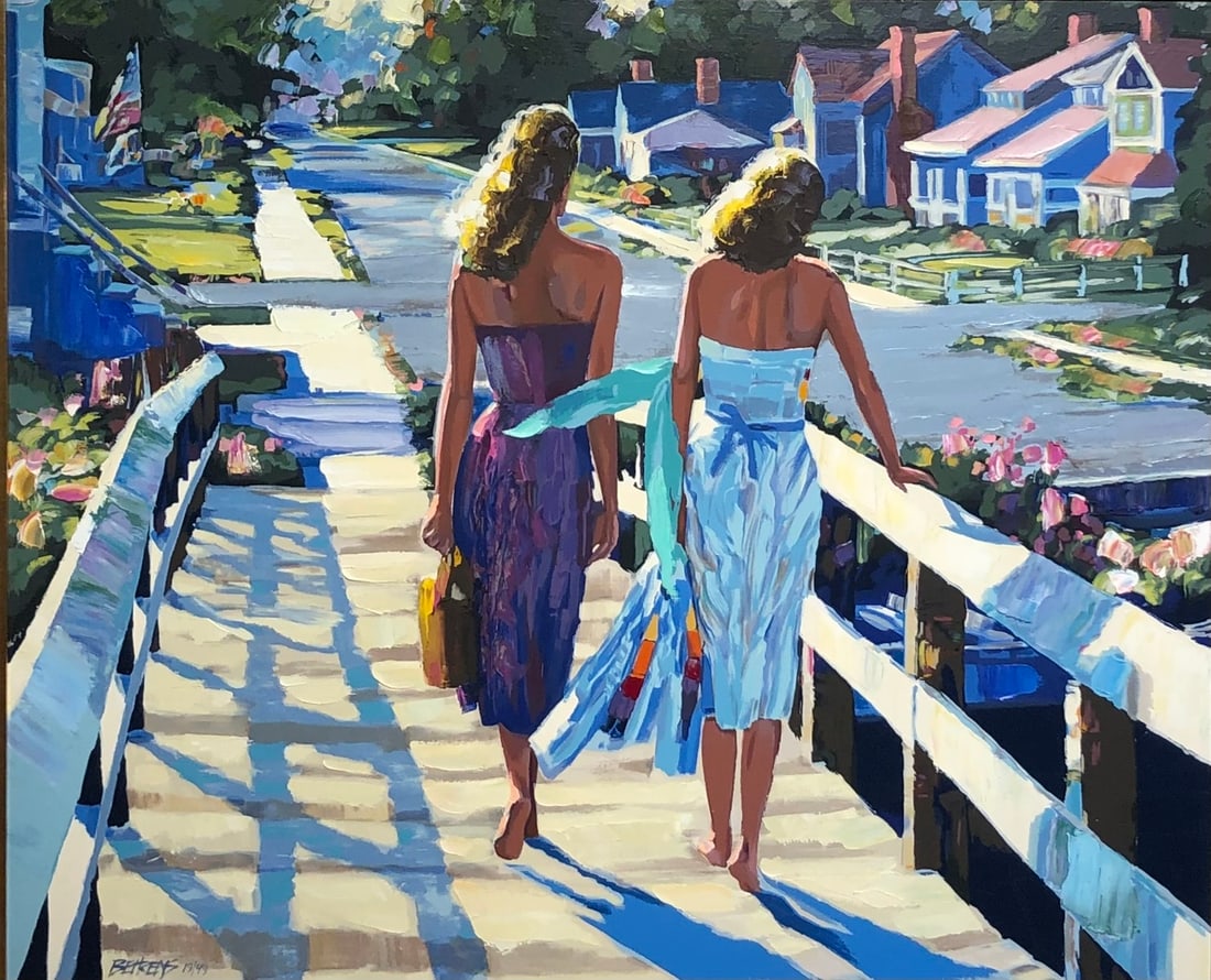 Howard Behrens "Bethany Beach" Signed Embellished Serigraph LE: Artist: Howard Behrens Title: Howard Behrens "Bethany Beach" Signed Embellished Serigraph LE Medium: Embellished Serigraph on Canvas Limited Edition: 19/49 Art Dimensions: 42 x 48 x 2 inch ARTIST B