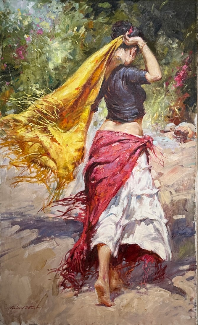 Andrew (Andres) Baturo - "Dancing" Original Oil on Canvas: Artist: Andrew (Andres) Baturo Title: Andrew (Andres) Baturo - "Dancing" Original Oil on Canvas Medium: Original Oil on Canvas Limited Edition: Art Dimensions: 40 x 24 x 1 inch ARTIST BIO: 