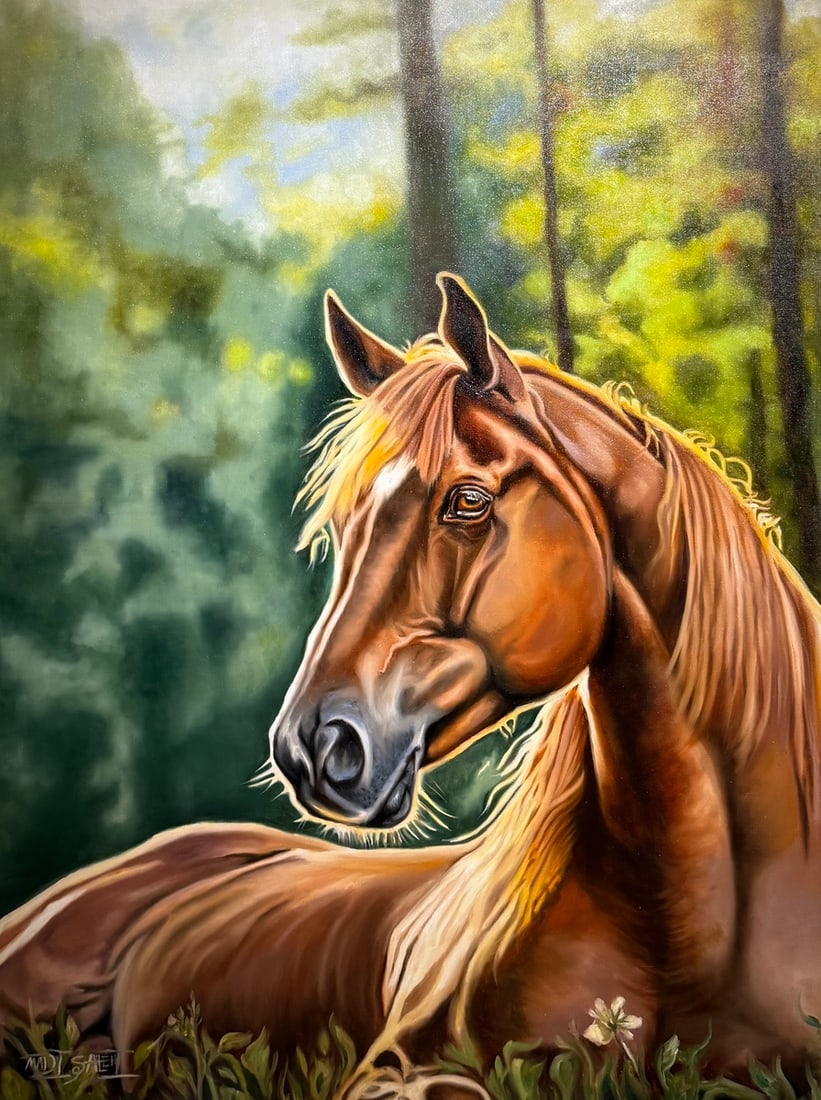 Madi Salehi - "Meadow Rest" Original Acrylic on Canvas: Artist: Madi Salehi Title: Madi Salehi - "Meadow Rest" Original Acrylic on Canvas Medium: Original Acrylic on Canvas Limited Edition: Art Dimensions: 48 x 36 x 1 inch ARTIST BIO: Source: