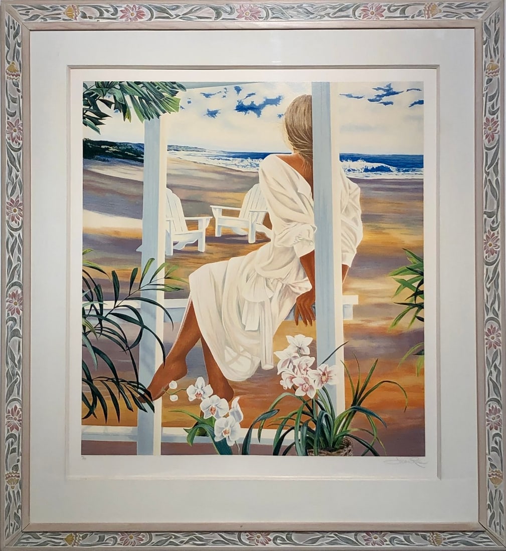 Susan Rios "Fantasy Girl" Signed Serigraph LE: Artist: Susan Rios Title: Susan Rios "Fantasy Girl" Signed Serigraph LE Medium: Serigraph on Paper Limited Edition: 80/295 Art Dimensions: 47 x 43 x 2 inch ARTIST BIO: Largely self-taught, Susa