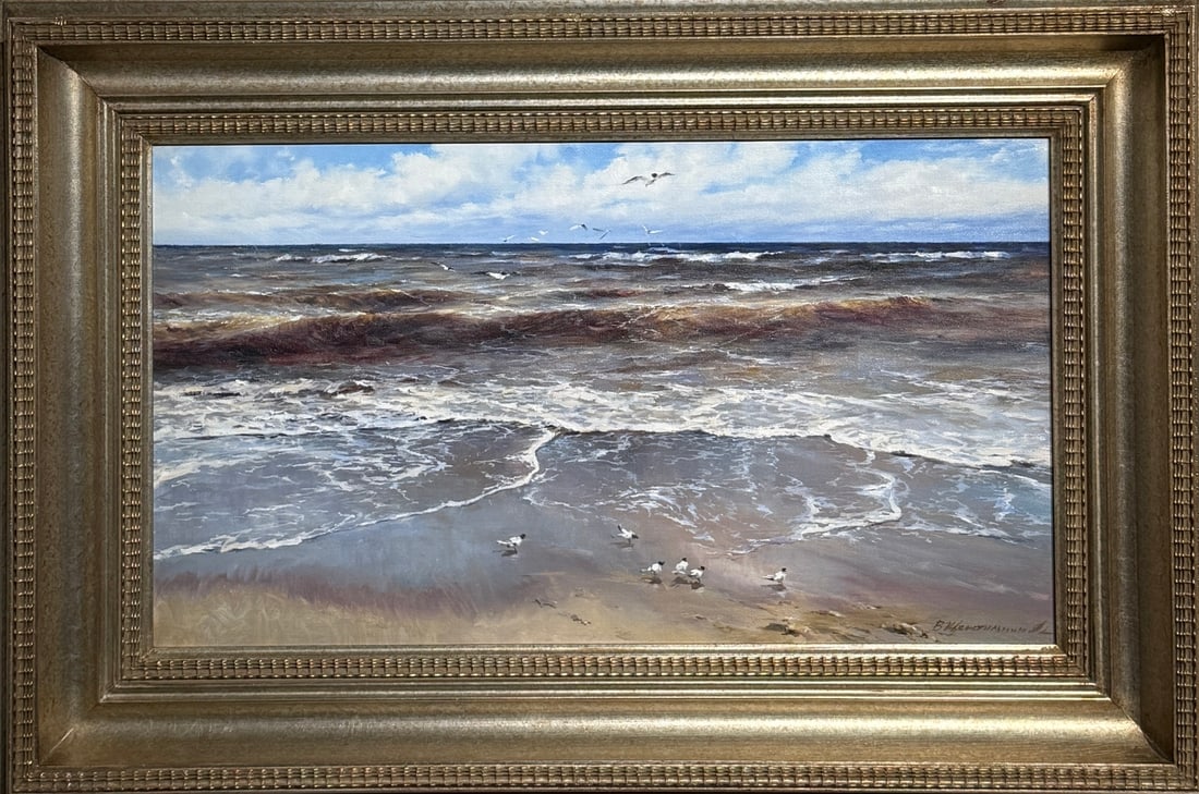 Untitled Seascape Original Oil By Vitaly Schepetilnikov: Artist: Vitaly Schepetilnikov Title: Untitled Seascape Original Oil By Vitaly Schepetilnikov Medium: Original Oil on Canvas Art Dimensions: 25 x 37 x 3 inch Source: www.qart.com Condition Report: Good