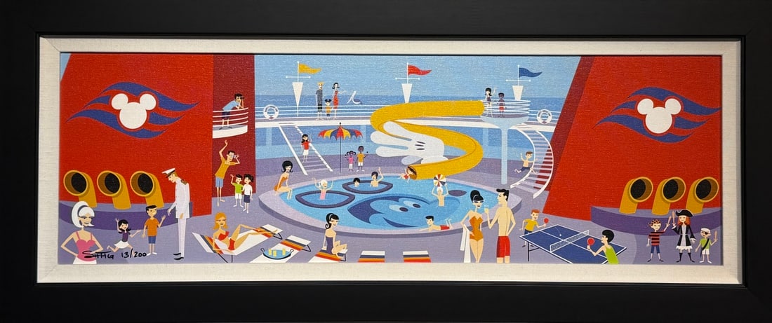Josh "Shag" Agle (b.1962) - Top Deck - Signed & Numbered Serigraph on Canvas 13/200, Disney Cruise (1 of 4)