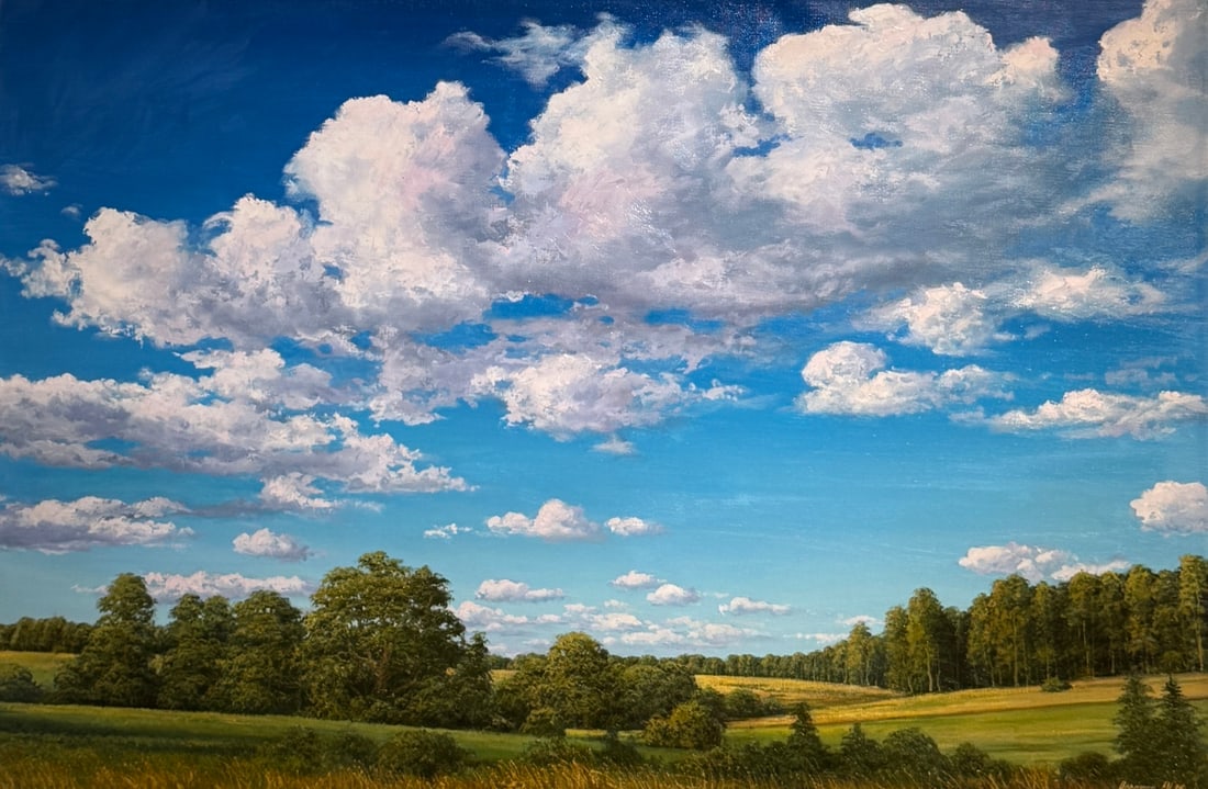 Arkadiy Oleynik Original Landscape: Artist: Arkadiy Oleynik Title: Arkadiy Oleynik Original Landscape Medium: Original Oil on Canvas Art Dimensions: 24 x 36 x 1 inch Source: www.qart.com Condition Report: Good